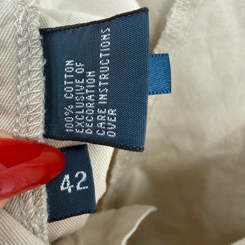 Polo Ralph Lauren Tyler Short Mens Tan Khaki Pleated 100% Cotton Twill Size 42‎